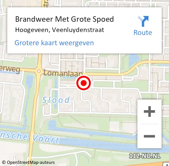 Locatie op kaart van de 112 melding: Brandweer Met Grote Spoed Naar Hoogeveen, Veenluydenstraat op 2 januari 2017 04:27