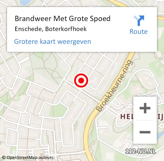 Locatie op kaart van de 112 melding: Brandweer Met Grote Spoed Naar Enschede, Boterkorfhoek op 2 januari 2017 05:13