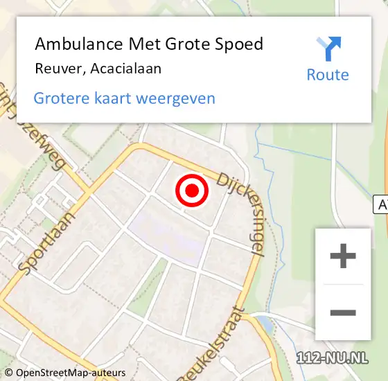 Locatie op kaart van de 112 melding: Ambulance Met Grote Spoed Naar Reuver, Acacialaan op 2 januari 2017 06:43