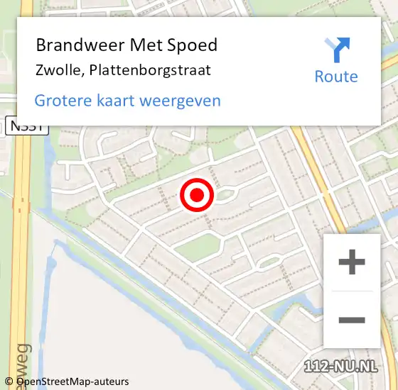 Locatie op kaart van de 112 melding: Brandweer Met Spoed Naar Zwolle, Plattenborgstraat op 2 januari 2017 07:27