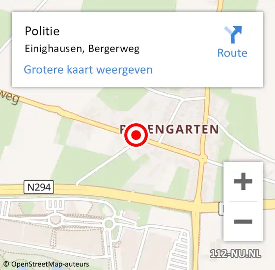 Locatie op kaart van de 112 melding: Politie Einighausen, Bergerweg op 2 januari 2017 08:03
