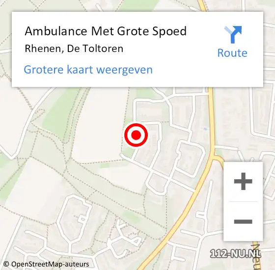 Locatie op kaart van de 112 melding: Ambulance Met Grote Spoed Naar Rhenen, De Toltoren op 2 januari 2017 08:11