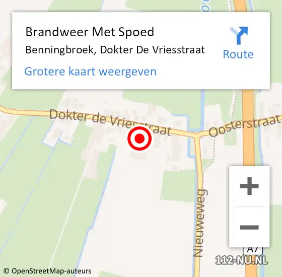 Locatie op kaart van de 112 melding: Brandweer Met Spoed Naar Benningbroek, Dokter De Vriesstraat op 2 januari 2017 08:15