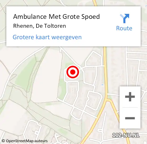 Locatie op kaart van de 112 melding: Ambulance Met Grote Spoed Naar Rhenen, De Toltoren op 2 januari 2017 08:15