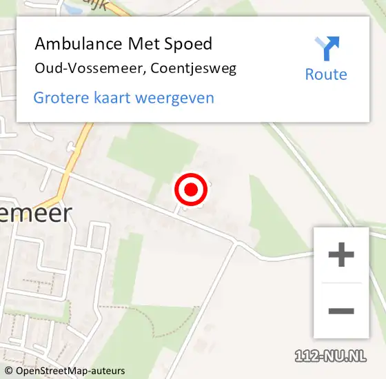 Locatie op kaart van de 112 melding: Ambulance Met Spoed Naar Oud-Vossemeer, Coentjesweg op 2 januari 2017 09:26