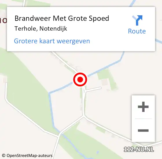 Locatie op kaart van de 112 melding: Brandweer Met Grote Spoed Naar Terhole, Notendijk op 2 januari 2017 10:09