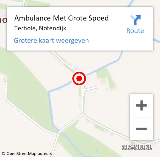 Locatie op kaart van de 112 melding: Ambulance Met Grote Spoed Naar Terhole, Notendijk op 2 januari 2017 10:10