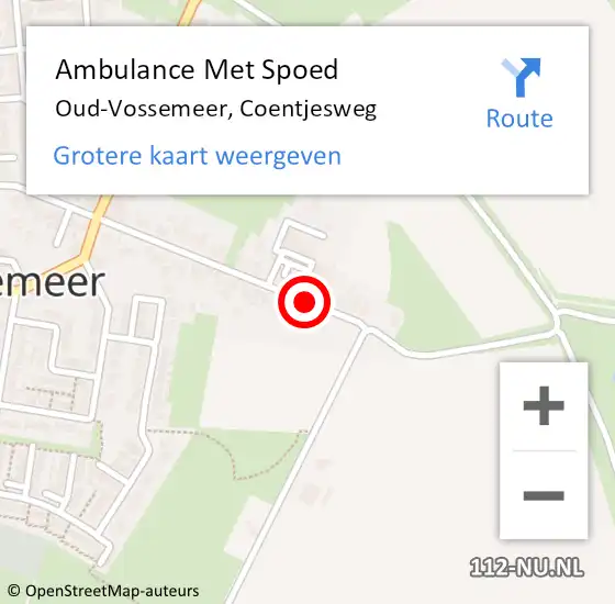 Locatie op kaart van de 112 melding: Ambulance Met Spoed Naar Oud-Vossemeer, Coentjesweg op 2 januari 2017 10:11