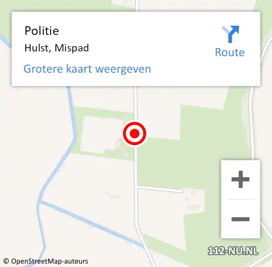 Locatie op kaart van de 112 melding: Politie Hulst, Mispad op 2 januari 2017 10:22