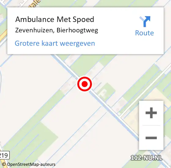 Locatie op kaart van de 112 melding: Ambulance Met Spoed Naar Zevenhuizen, Bierhoogtweg op 2 januari 2017 10:26