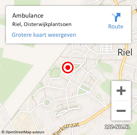 Locatie op kaart van de 112 melding: Ambulance Riel, Oisterwijkplantsoen op 2 januari 2017 11:32