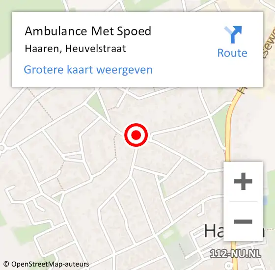 Locatie op kaart van de 112 melding: Ambulance Met Spoed Naar Haaren, Heuvelstraat op 2 januari 2017 11:41