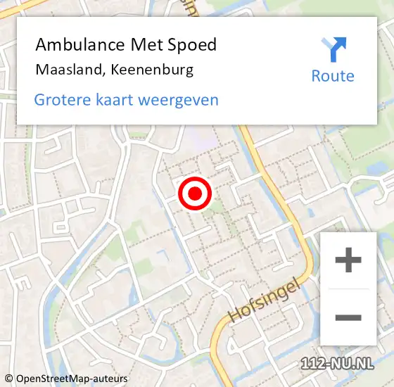 Locatie op kaart van de 112 melding: Ambulance Met Spoed Naar Maasland, Keenenburg op 2 januari 2017 11:44