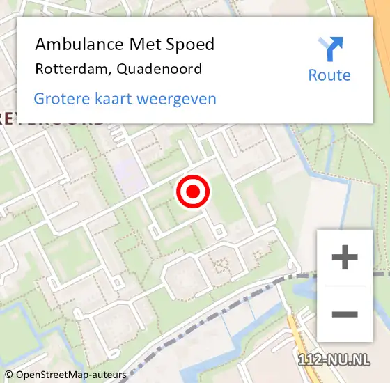 Locatie op kaart van de 112 melding: Ambulance Met Spoed Naar Rotterdam, Quadenoord op 2 januari 2017 11:49