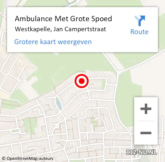 Locatie op kaart van de 112 melding: Ambulance Met Grote Spoed Naar Westkapelle, Jan Campertstraat op 2 januari 2017 11:50