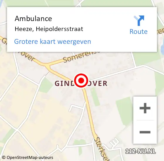 Locatie op kaart van de 112 melding: Ambulance Heeze, Heipoldersstraat op 2 januari 2017 12:25