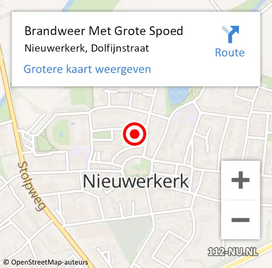 Locatie op kaart van de 112 melding: Brandweer Met Grote Spoed Naar Nieuwerkerk, Dolfijnstraat op 2 januari 2017 12:30