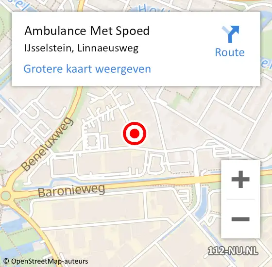 Locatie op kaart van de 112 melding: Ambulance Met Spoed Naar IJsselstein, Linnaeusweg op 2 januari 2017 12:36