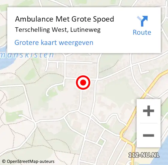 Locatie op kaart van de 112 melding: Ambulance Met Grote Spoed Naar Terschelling West, Lutineweg op 2 januari 2017 12:40