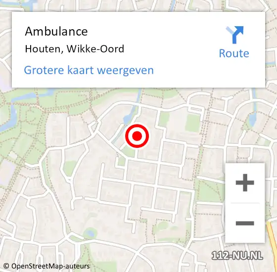 Locatie op kaart van de 112 melding: Ambulance Houten, Wikke-Oord op 18 september 2013 14:18