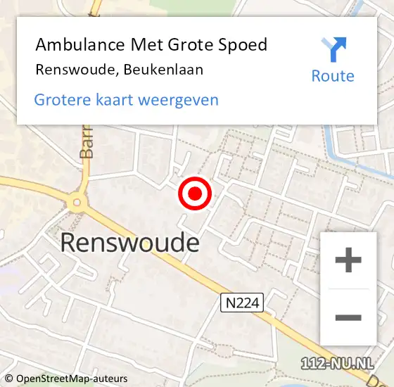 Locatie op kaart van de 112 melding: Ambulance Met Grote Spoed Naar Renswoude, Beukenlaan op 2 januari 2017 14:02