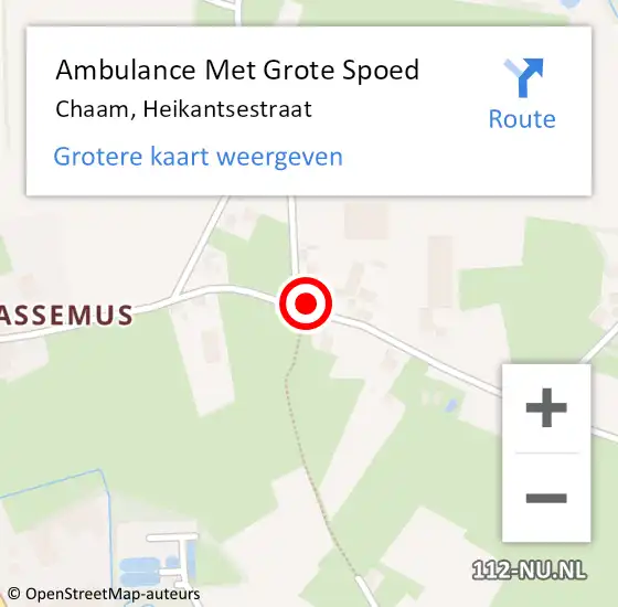 Locatie op kaart van de 112 melding: Ambulance Met Grote Spoed Naar Chaam, Heikantsestraat op 2 januari 2017 14:28