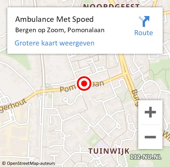 Locatie op kaart van de 112 melding: Ambulance Met Spoed Naar Bergen op Zoom, Pomonalaan op 2 januari 2017 14:40