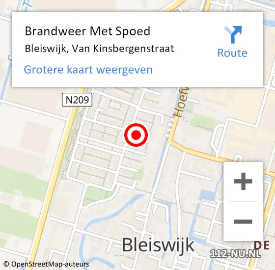 Locatie op kaart van de 112 melding: Brandweer Met Spoed Naar Bleiswijk, Van Kinsbergenstraat op 2 januari 2017 15:23