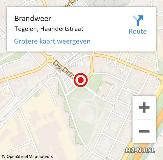 Locatie op kaart van de 112 melding: Brandweer Tegelen, Haandertstraat op 2 januari 2017 15:42