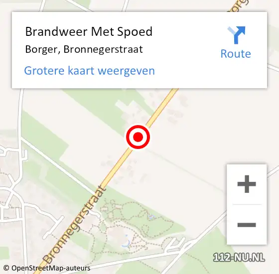 Locatie op kaart van de 112 melding: Brandweer Met Spoed Naar Borger, Bronnegerstraat op 2 januari 2017 15:43