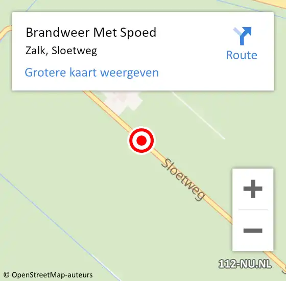 Locatie op kaart van de 112 melding: Brandweer Met Spoed Naar Zalk, Sloetweg op 2 januari 2017 16:15