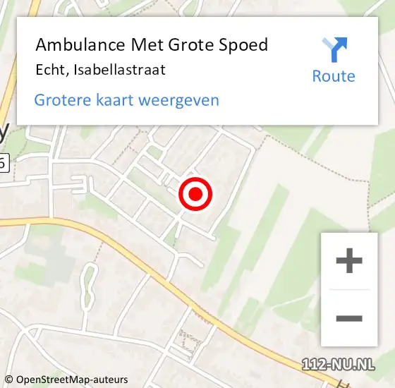 Locatie op kaart van de 112 melding: Ambulance Met Grote Spoed Naar Echt, Isabellastraat op 2 januari 2017 16:47