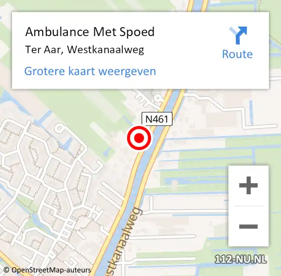 Locatie op kaart van de 112 melding: Ambulance Met Spoed Naar Ter Aar, Westkanaalweg op 2 januari 2017 17:46