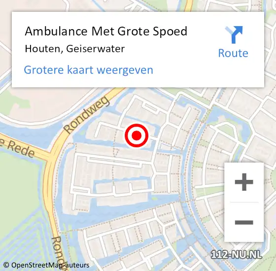 Locatie op kaart van de 112 melding: Ambulance Met Grote Spoed Naar Houten, Geiserwater op 2 januari 2017 18:24