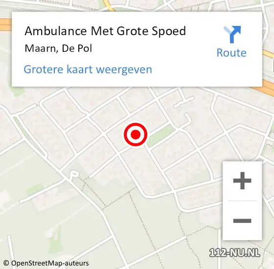 Locatie op kaart van de 112 melding: Ambulance Met Grote Spoed Naar Maarn, De Pol op 2 januari 2017 18:45