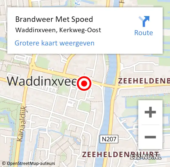 Locatie op kaart van de 112 melding: Brandweer Met Spoed Naar Waddinxveen, Kerkweg-Oost op 2 januari 2017 18:57