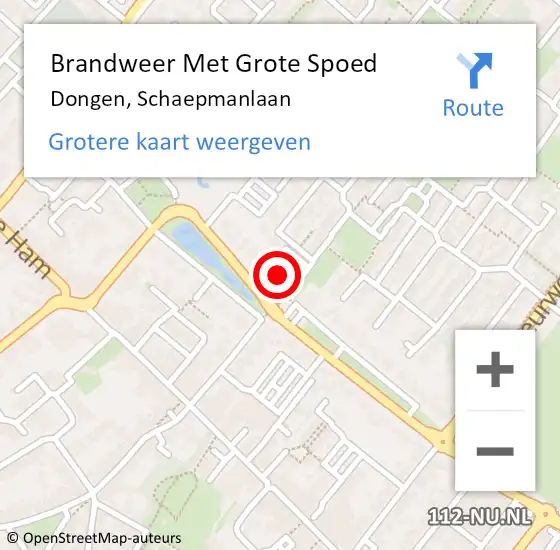 Locatie op kaart van de 112 melding: Brandweer Met Grote Spoed Naar Dongen, Schaepmanlaan op 6 januari 2014 17:04