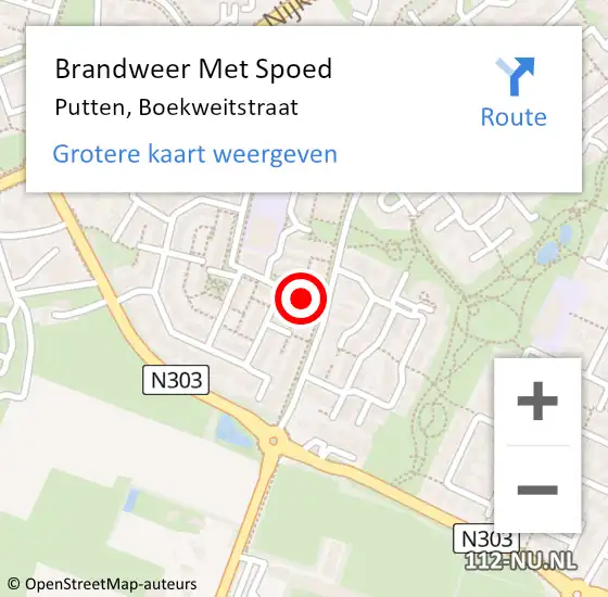 Locatie op kaart van de 112 melding: Brandweer Met Spoed Naar Putten, Boekweitstraat op 2 januari 2017 19:35