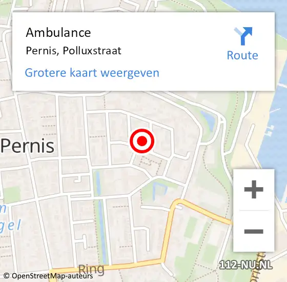 Locatie op kaart van de 112 melding: Ambulance Pernis, Polluxstraat op 6 januari 2014 17:08