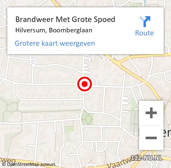 Locatie op kaart van de 112 melding: Brandweer Met Grote Spoed Naar Hilversum, Boomberglaan op 2 januari 2017 19:53