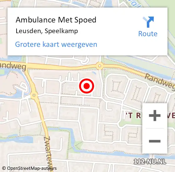 Locatie op kaart van de 112 melding: Ambulance Met Spoed Naar Leusden, Speelkamp op 2 januari 2017 20:09