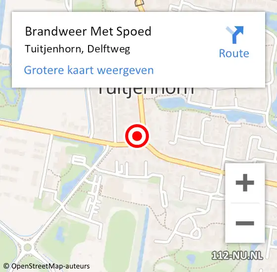 Locatie op kaart van de 112 melding: Brandweer Met Spoed Naar Tuitjenhorn, Delftweg op 2 januari 2017 21:04