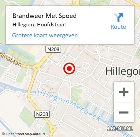 Locatie op kaart van de 112 melding: Brandweer Met Spoed Naar Hillegom, Hoofdstraat op 2 januari 2017 21:24