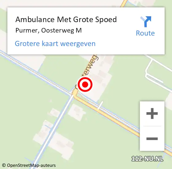 Locatie op kaart van de 112 melding: Ambulance Met Grote Spoed Naar Purmer, Oosterweg M op 2 januari 2017 21:55