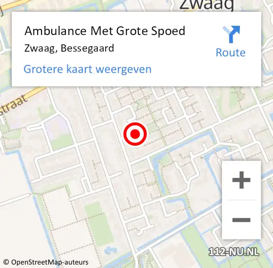 Locatie op kaart van de 112 melding: Ambulance Met Grote Spoed Naar Zwaag, Bessegaard op 6 januari 2014 17:19