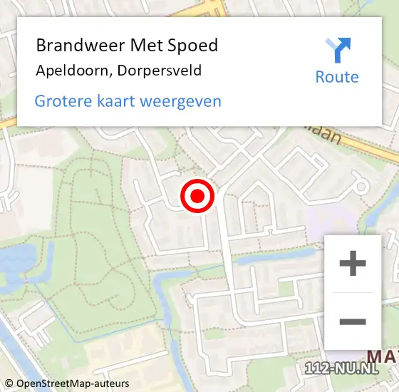 Locatie op kaart van de 112 melding: Brandweer Met Spoed Naar Apeldoorn, Dorpersveld op 2 januari 2017 22:26