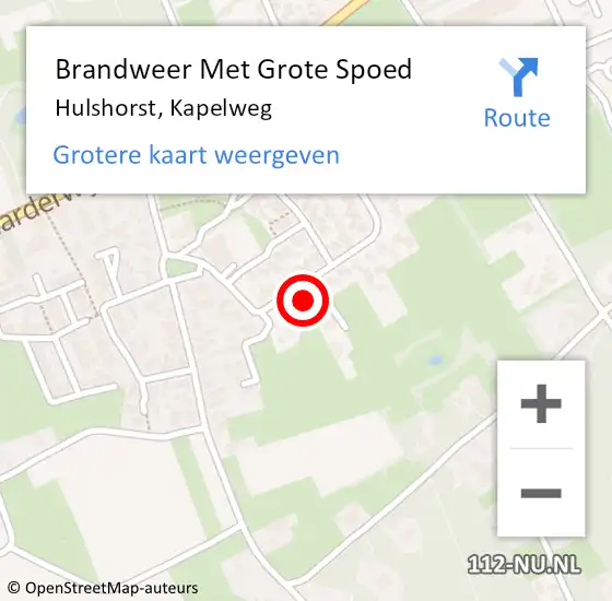 Locatie op kaart van de 112 melding: Brandweer Met Grote Spoed Naar Hulshorst, Kapelweg op 2 januari 2017 22:58