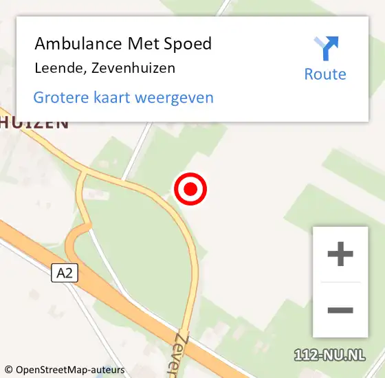 Locatie op kaart van de 112 melding: Ambulance Met Spoed Naar Leende, Zevenhuizen op 2 januari 2017 23:06