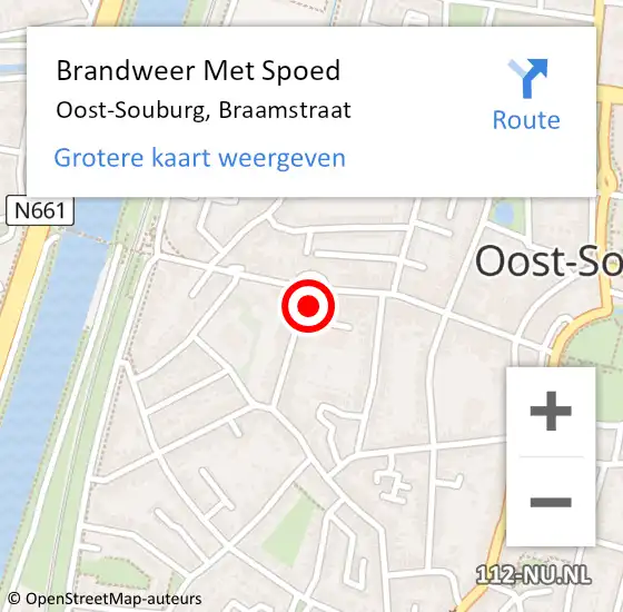 Locatie op kaart van de 112 melding: Brandweer Met Spoed Naar Oost-Souburg, Braamstraat op 2 januari 2017 23:13