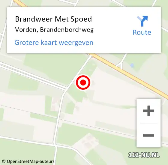 Locatie op kaart van de 112 melding: Brandweer Met Spoed Naar Vorden, Brandenborchweg op 2 januari 2017 23:19